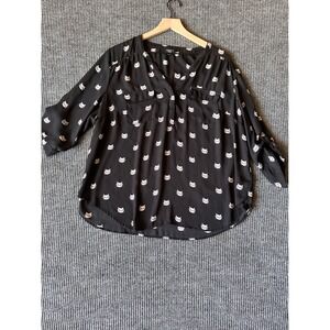 Torrid Harper Georgette Blouse Cat Lover Pet Lover Maximalist Animal Print 1